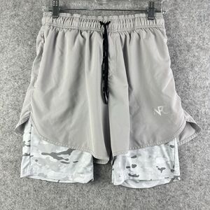 NFQ Never Fxcking Quit Extender Liner Training Shorts Mens S Gray Camo Pockets*